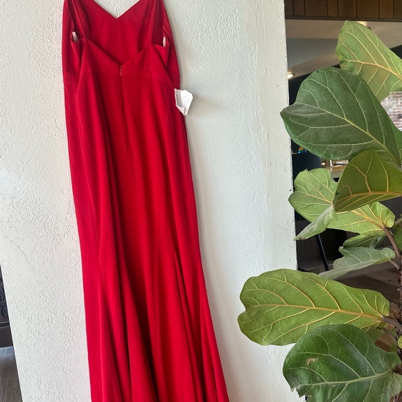Fame and Partners Red Long Maxi Dress Gown Prom Evening Chiffon Mermaid Formal 4 - Picture 6 of 12